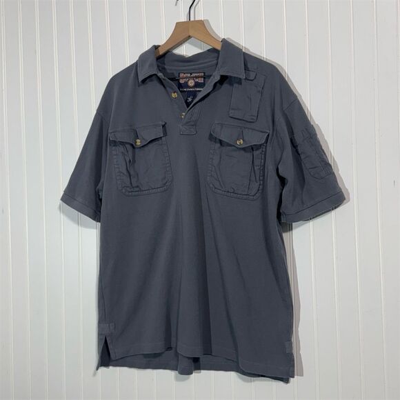 Duluth Trading Men’s Large Gray Polo Shirt Utility Pockets 100% Cotton Workwear - Picture 1 of 9